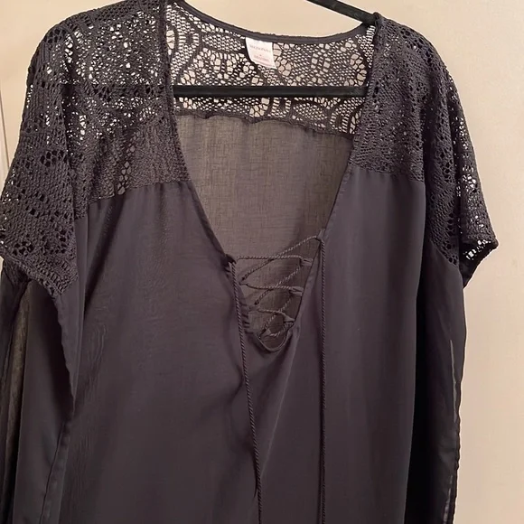 Merona crocheted lace swim cover-up, black - Picture 3 of 6